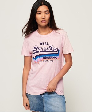 Superdry Vintage Logo Rainbow Shadow Női Pólók Rózsaszín | OSJEI8932